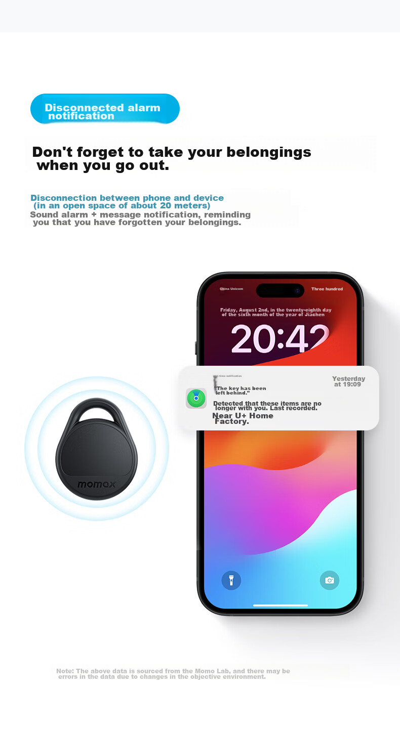 Трекер MOMAX BR11, сертифицированный Apple, для поиска и защиты от потери, совместим с iPhone, Xiaomi, Huawei, точное позиционирование для детей, домашних животных, пожилых людей, багажа и автомобилей