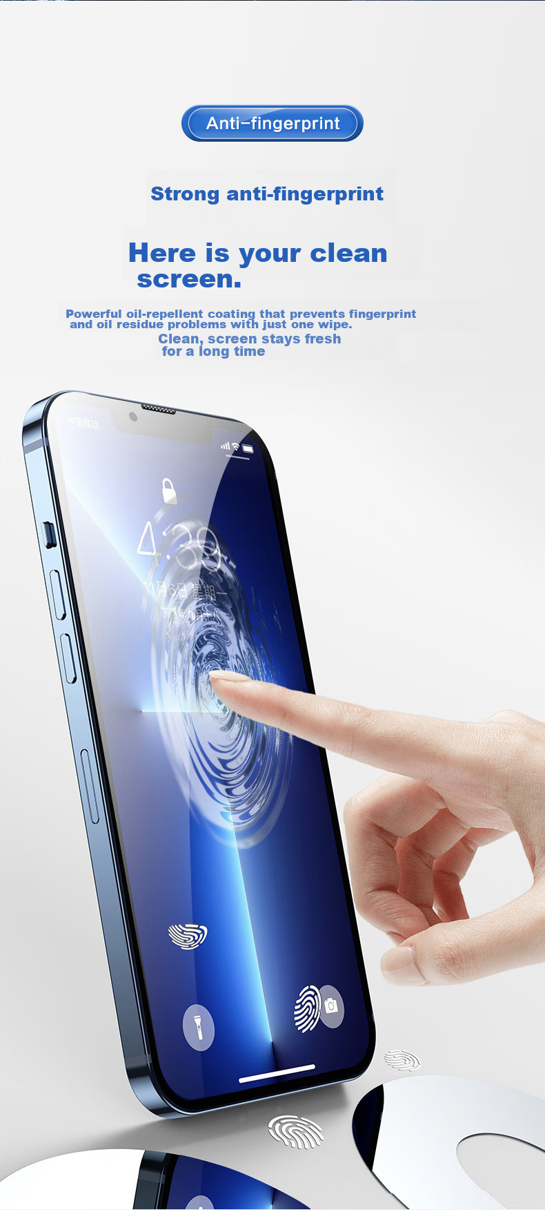 Защитное стекло PISEN для iPhone 13/13 Pro/14/16e, полное покрытие, HD, защита от отпечатков пальцев, 2 шт.