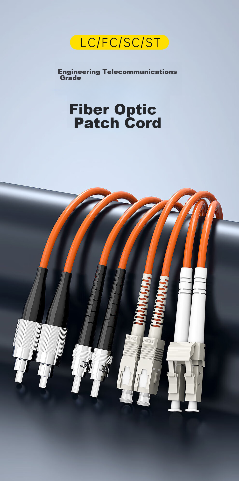 Патч-панель SK-LINK LC-ST OM2 UPVC, 1 метр, желтая