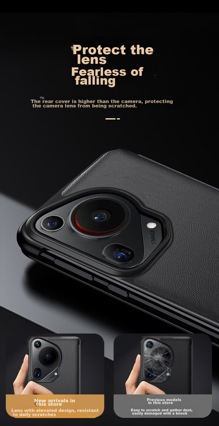 Чехол-книжка из кожи для Huawei P70 Ultra