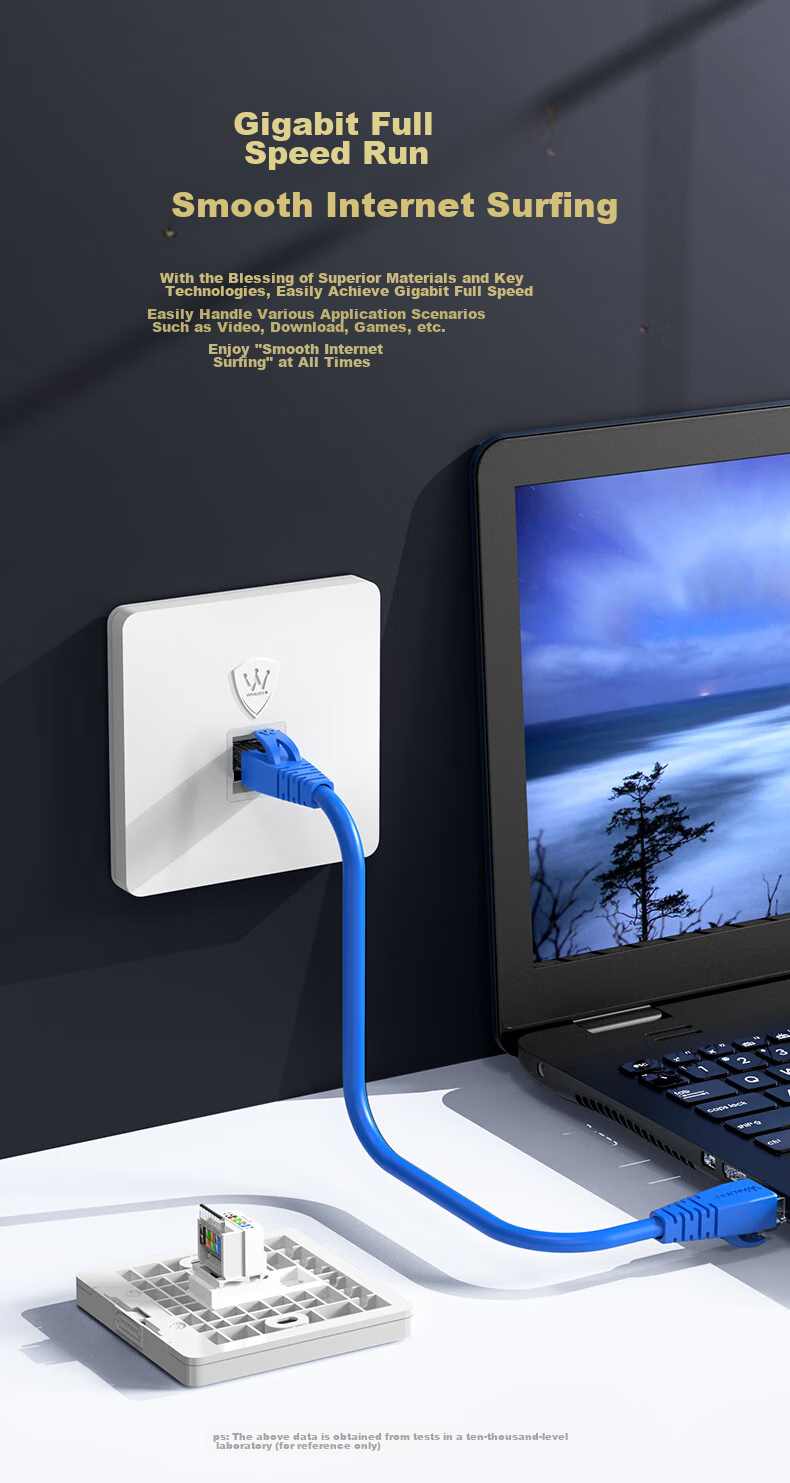 Сетевая панель WANJEED Cat6 RJ45, 86-тип, двойной порт, Gigabit Ethernet, без сверления, белый