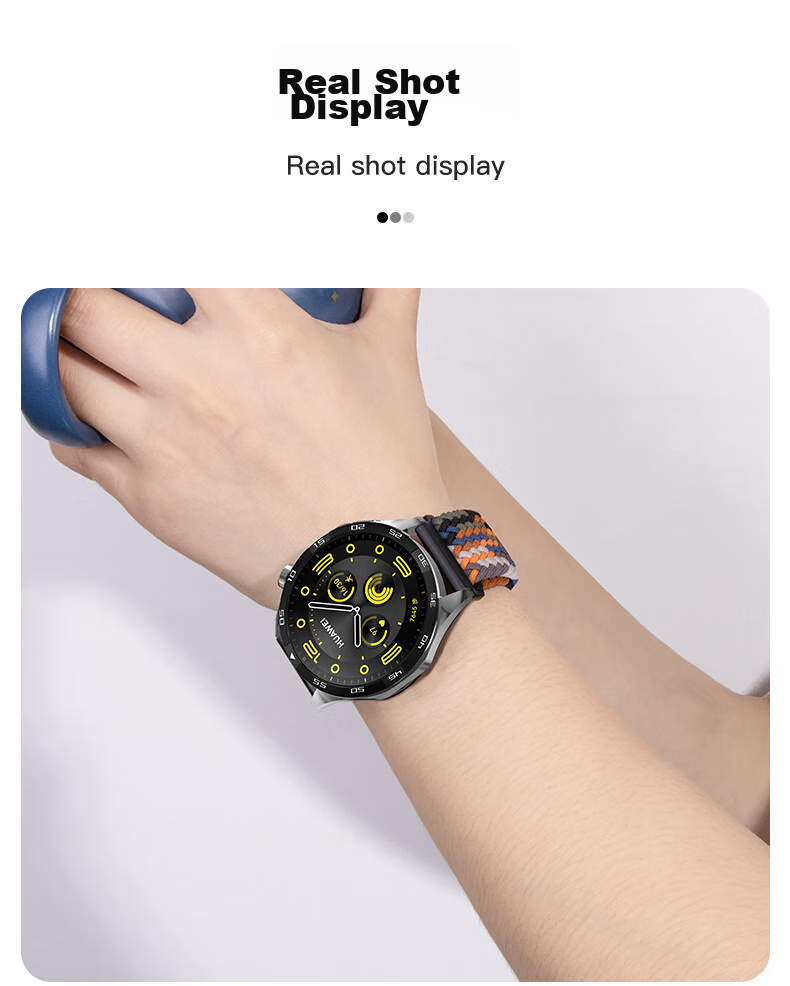 Ремешок для Huawei Watch GT 6/GT5/GT4/GT3/watch4/3pro/GT3pro/buds, нейлоновый плетеный, черный графит, 46/48 мм