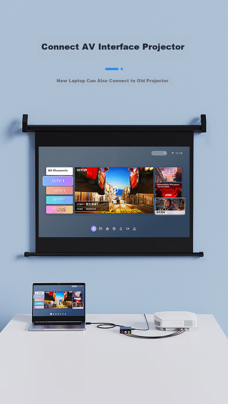 Конвертер BIAZE HDMI в AV (3RCA) с USB-питанием, для подключения ноутбуков, ТВ-приставок к телевизору, 1.8 м