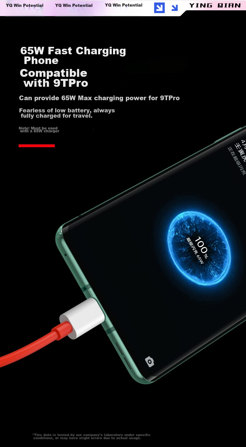 Кабель Yingqian Type-C - Type-C, 65W, 1 метр, красный