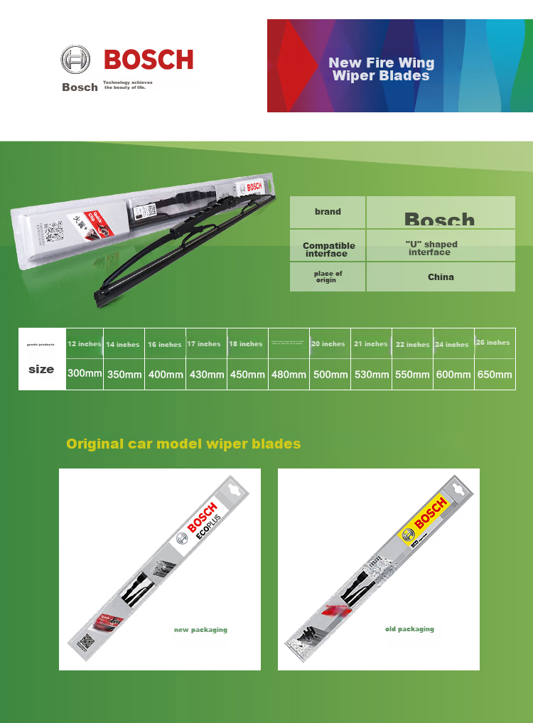 Комплект дворников BOSCH для GAC Trumpchi GS4/GA4/Aoxuan, 22/18 дюймов, U-тип, резиновые, всесезонные