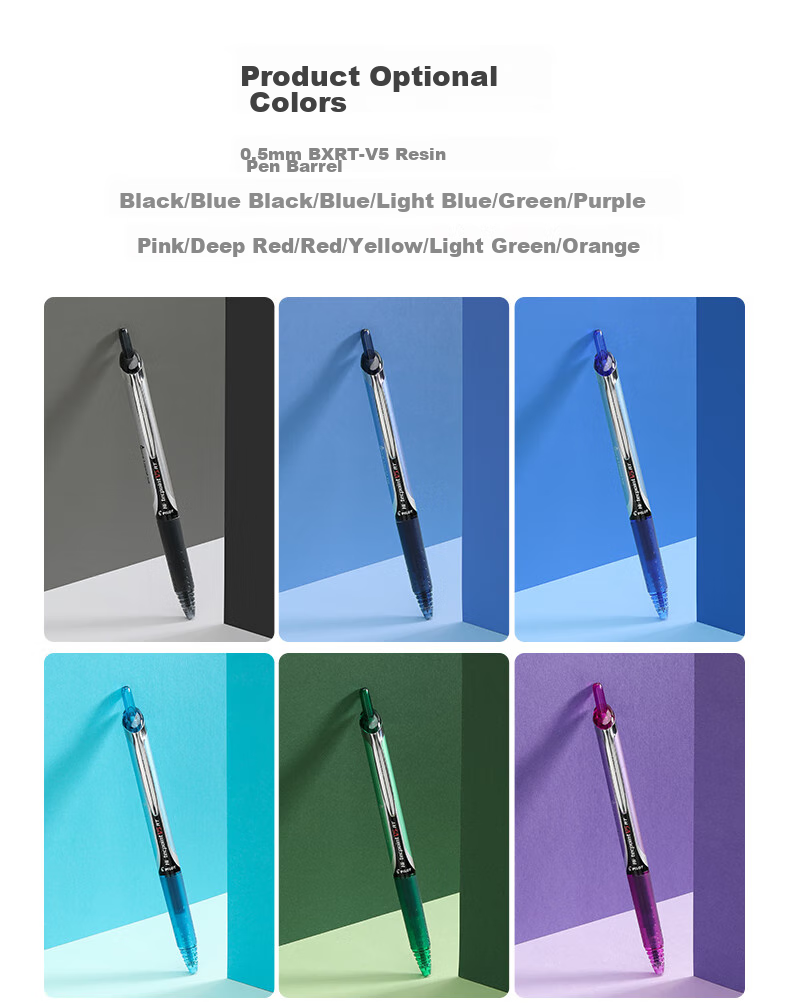PILOT BXRT-V5 Retractable Black Gel Pen, Signature Pen, Water-Based Ink, 0.5mm, for Students, Rollerball Pen, Stationery Set, Office Supplies, Exam Writing Pen, 12-Pack