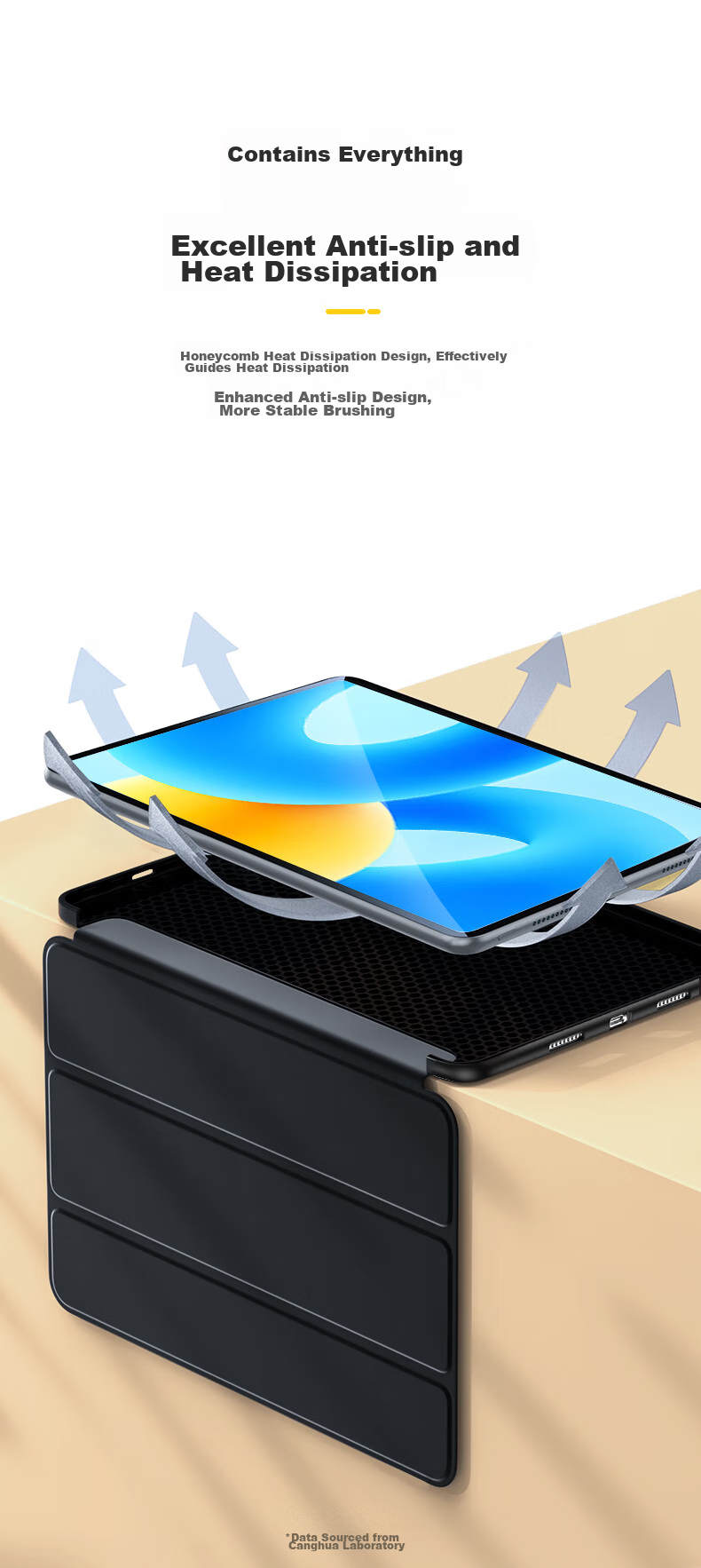 Чехол CangHua для Huawei MatePad 11.5 (2023/2024) Защитный, Бизнес, Тройной складной, Черный