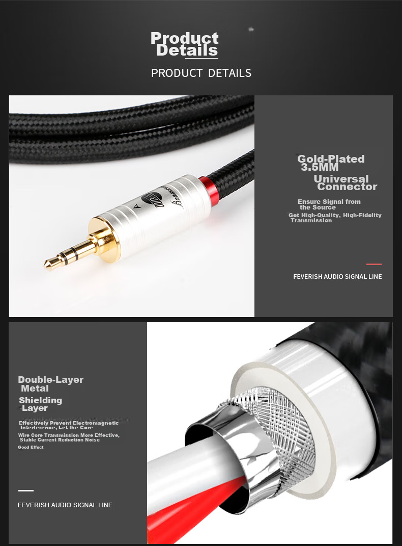 JIB Audiophile-Grade 3.5mm Audio Cable AUX Car Connection Cable for Mobile Phones, Laptops, Players, MP3 Speakers, Echo Wall Connection Cable BB-104 1.5 Meters