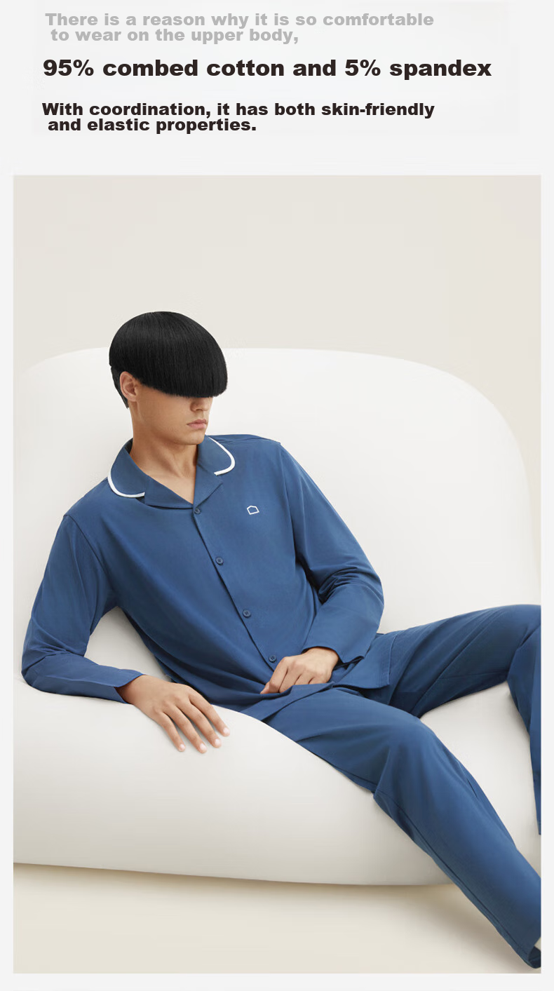 Мужская пижама Bananain Cotton 301H, комплект из чистого хлопка для пары, с длинным рукавом, для весны и осени, подарок на День святого Валентина