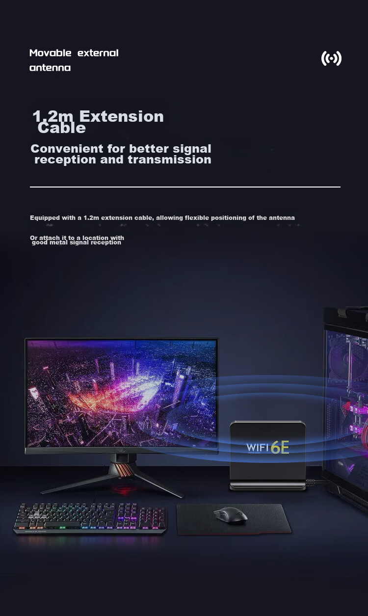 Сетевая карта EB-LINK PCI-E WIFI6E, двухдиапазонная 2.4G/5G, антенна SMA 12DB, 1.2м, черная