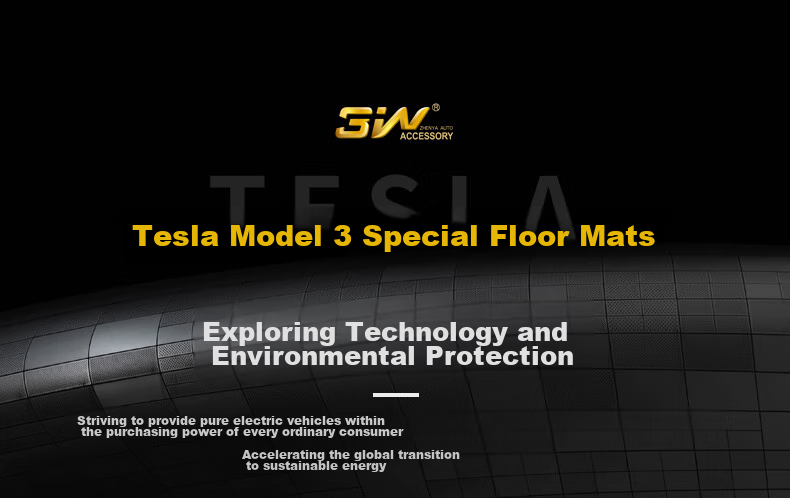 Комплект ковриков для Tesla Model 3 (обновленная версия), 5 шт., 3W, TPE + ковровое покрытие, черный