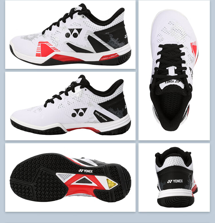 Кроссовки для бадминтона YONEX SHB-ELZ3WEX, унисекс, широкая версия, белые с черным, размер 38