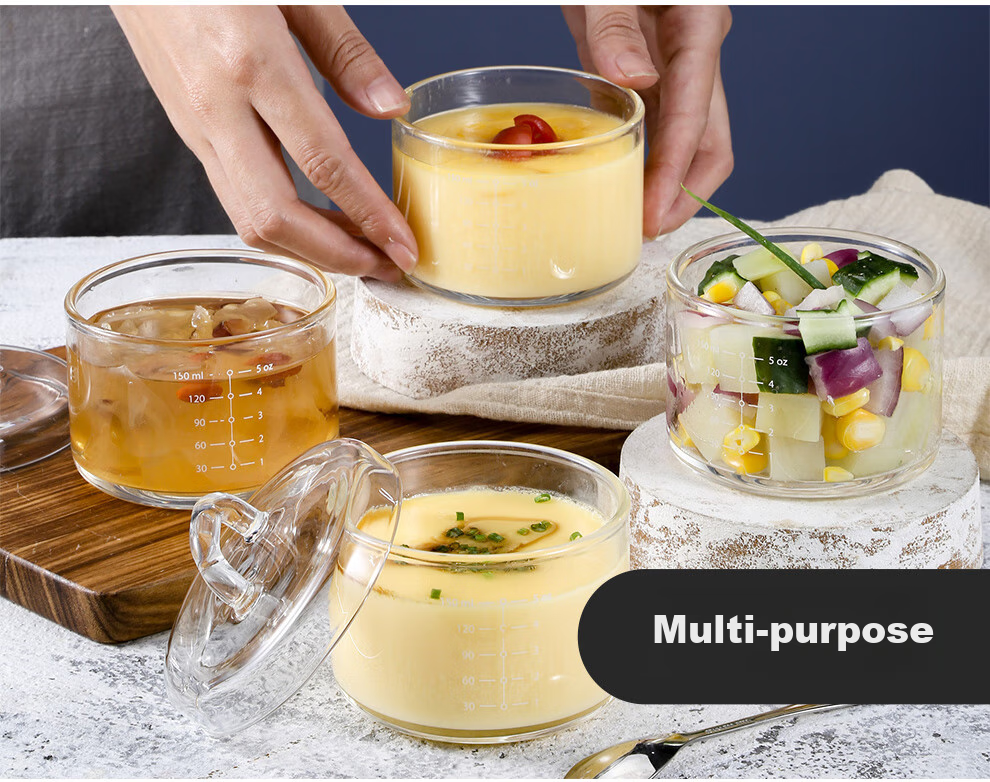 Стеклянная кастрюля-пароварка Onlycook из боросиликатного стекла, жаропрочная, с открытым пламенем, с мерной шкалой, для тушения, приготовления яиц, десертов, 150 мл