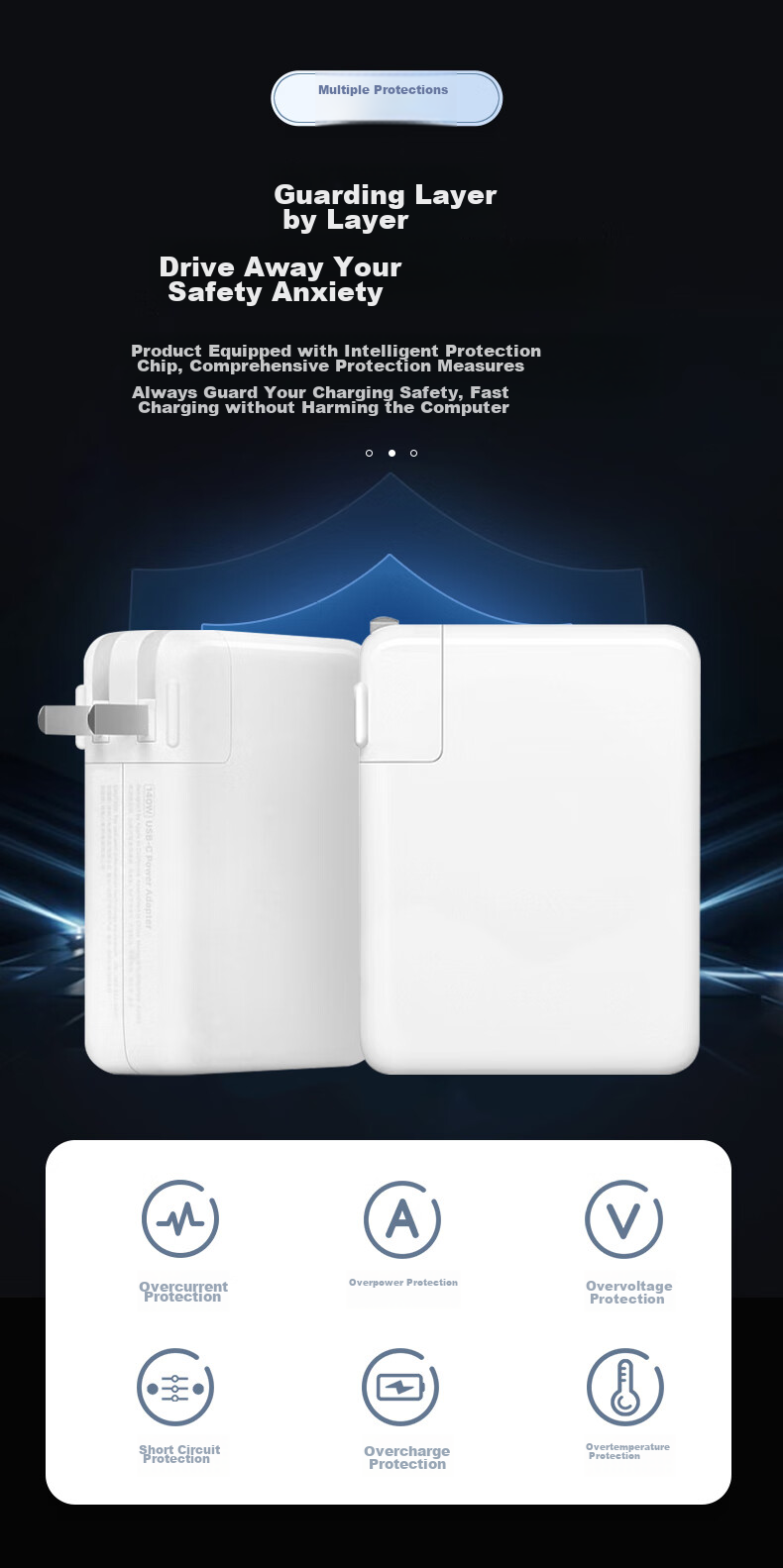 Зарядное устройство mryc для Apple MacBook Pro/Air, 140W, Type-C to MagSafe 3, USB-C кабель 2 метра