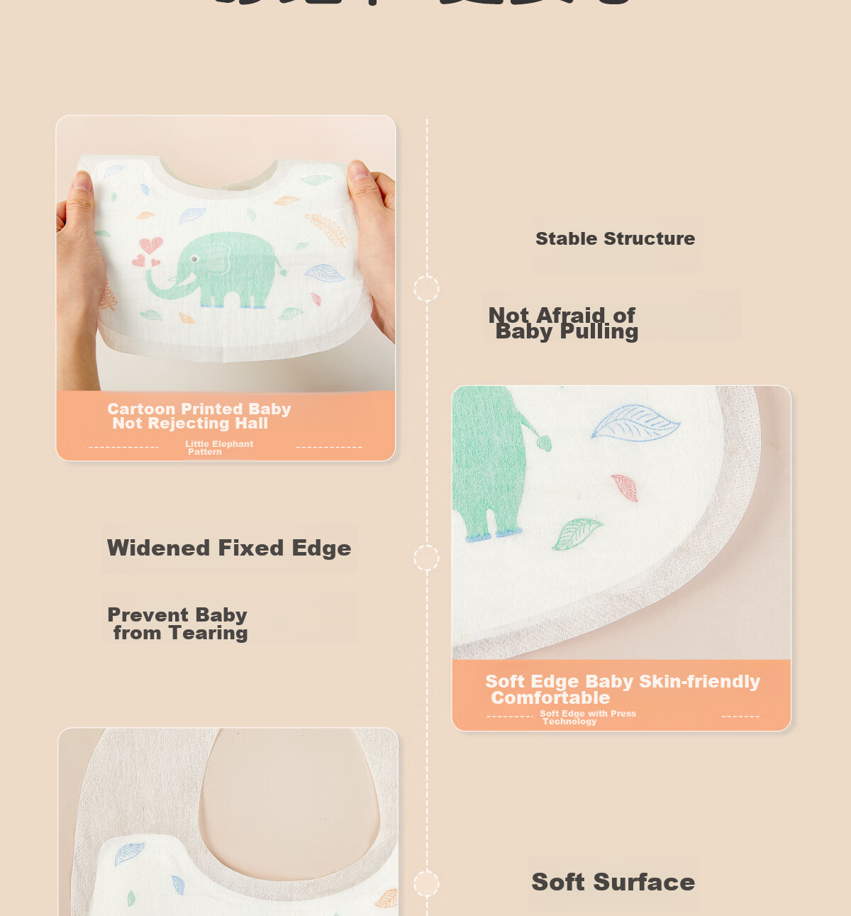 Одноразовые детские нагрудники Ankexin, 20 штук, U-образные, не требующие стирки, с индивидуальной упаковкой, дизайн "Маленький слон"