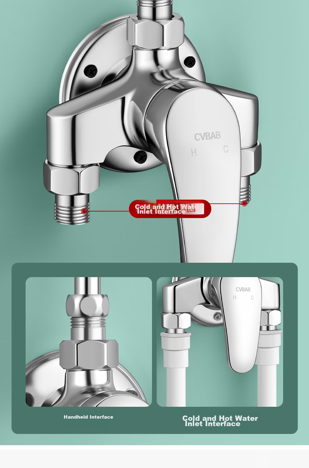 Смеситель для душа CVBAB CV1031, настенный, с медным корпусом, с открытыми трубами, для горячей и холодной воды