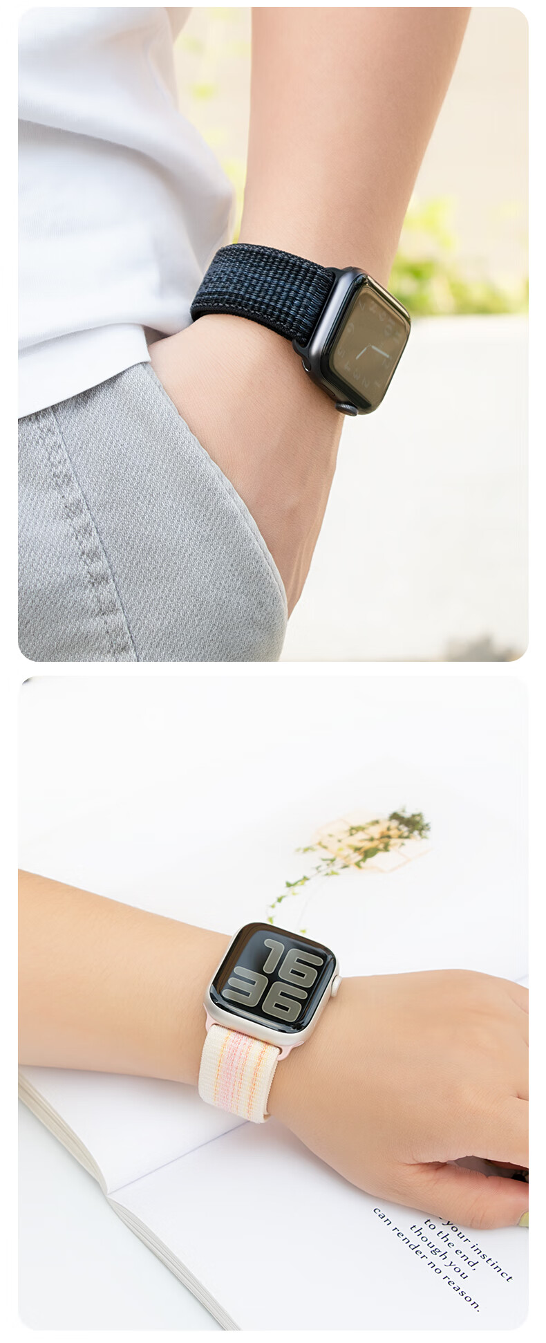 Ремешок BHO для Apple Watch Series 10/Ultra 2, нейлоновый, серый с синим, совместим с iWatch Series 9/8/7/6/SE