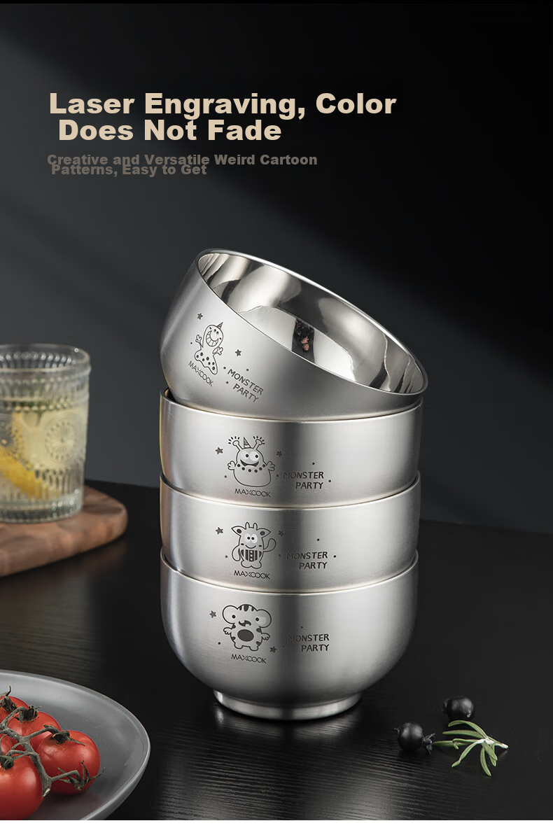 Детская двойная миска MAXCOOK из нержавеющей стали 316L, с двойными стенками, 12 см, MCWA8724