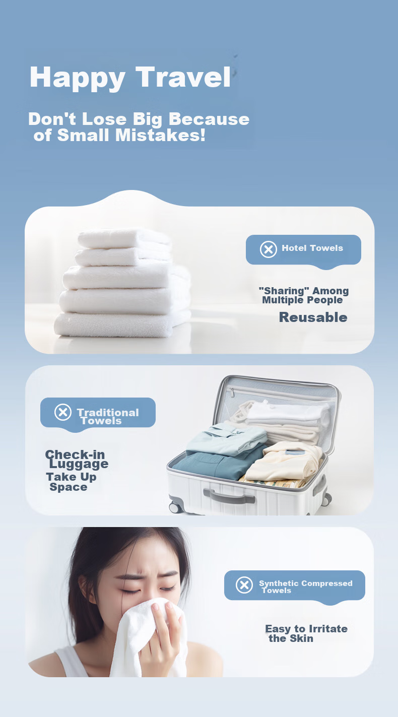 Одноразовые компрессионные полотенца PurCotton, 6 шт. х 6 упаковок, 100% хлопок, портативные для путешествий, купания, красоты и поездок, 66x32 см.