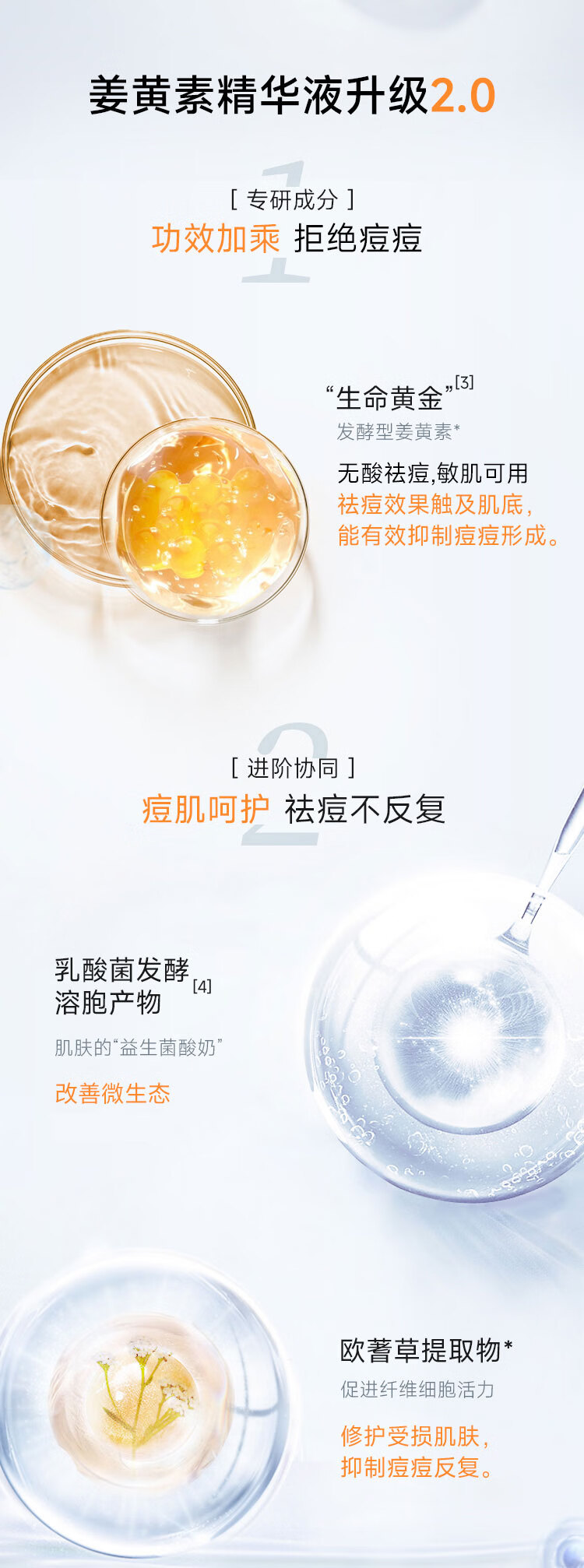 菜鸟和配方师第二代姜黄素祛痘精华液30ml 无酸祛痘护肤品面部精华敏肌适用
