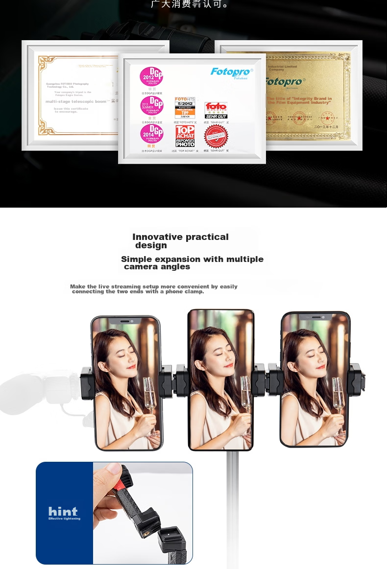 Штатив Fotopro SJ-89 для стриминга с креплением для телефона, микрофона и аксессуаров
