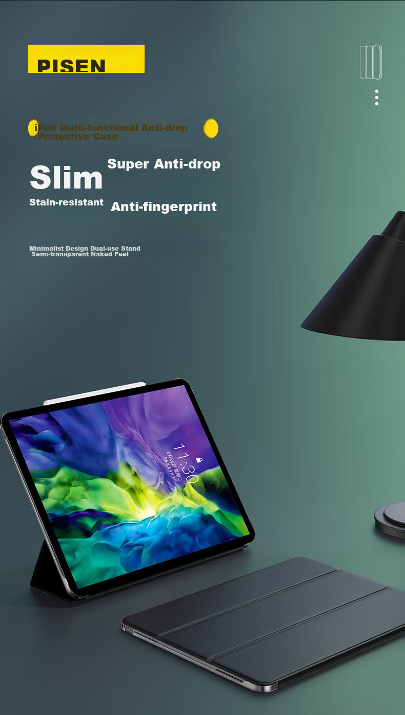 Чехол PISEN для iPad Pro/Air 10.9/11 дюймов, темно-зеленый, с полной защитой от ударов, тонкий, с трехстворчатой подставкой, совместимый с Apple iPad Air 7/6, Pro 18-22