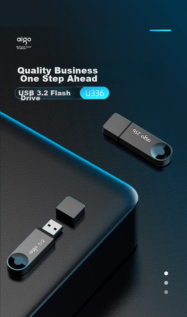 USB-накопитель Aigo U336, 64 ГБ, USB 3.2, металлический корпус, серия Smiley Office, черный