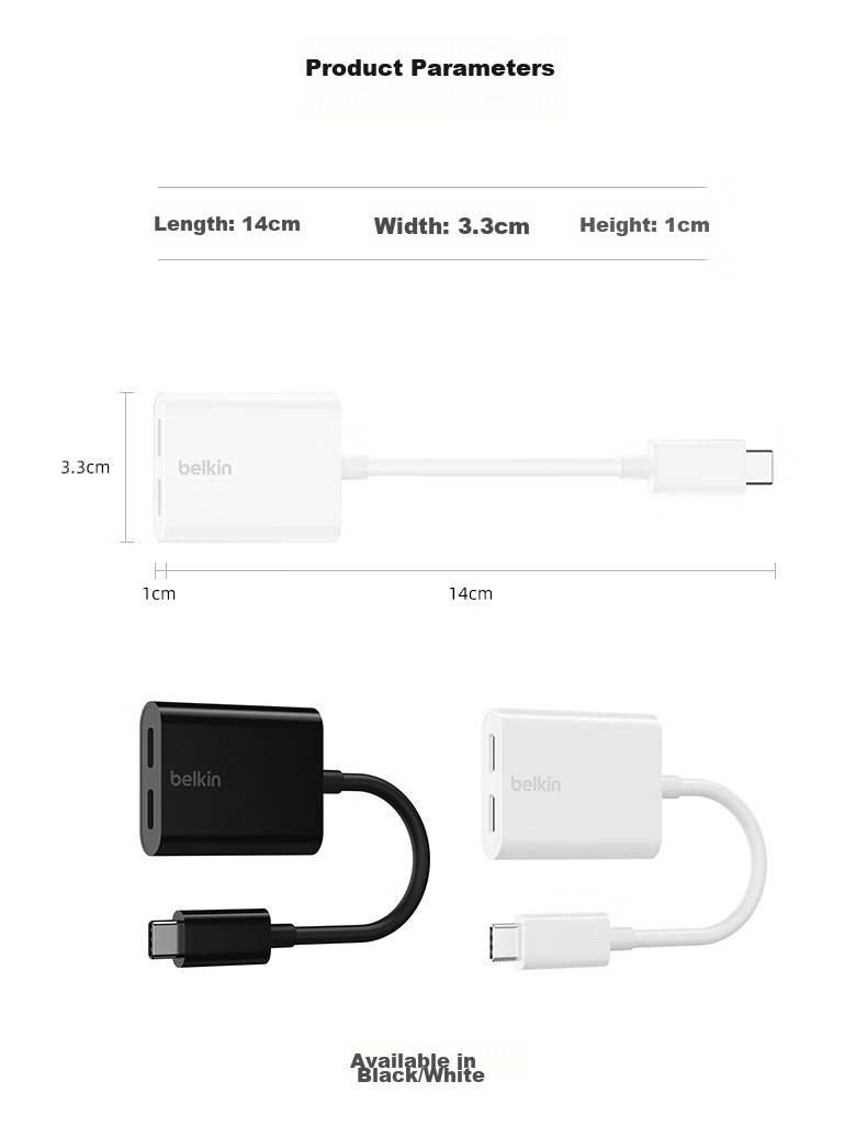 Адаптер-разветвитель Belkin Type-C, 60W, черный
