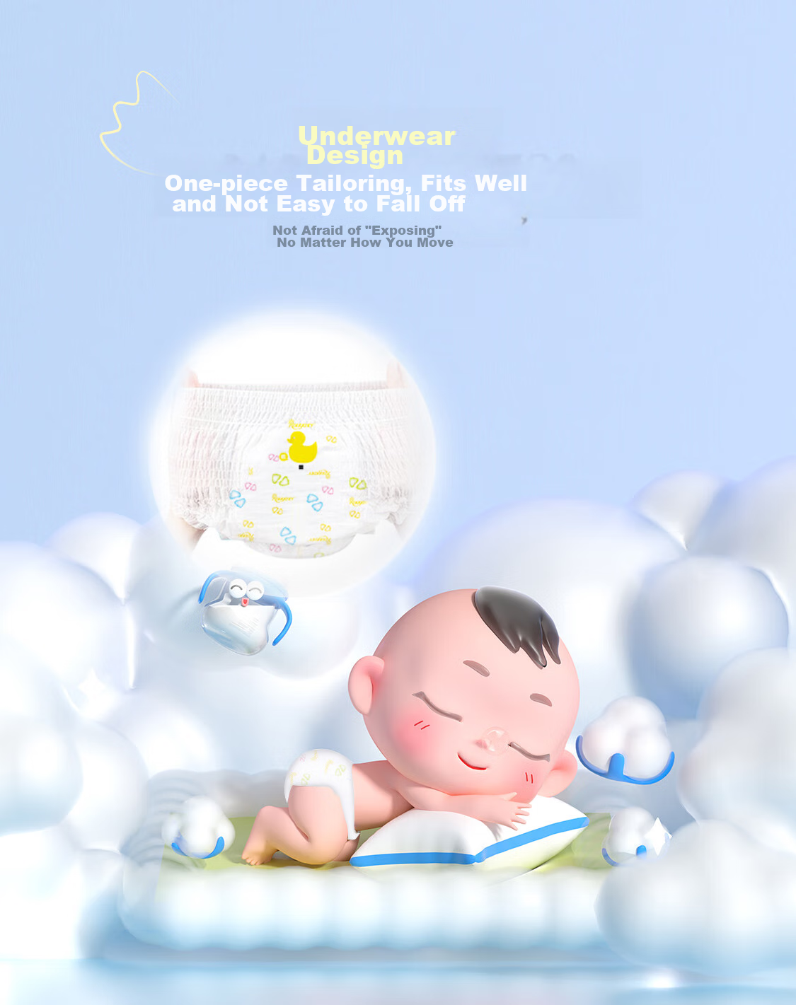 Подгузники-трусики ROUYA Xiao Qingxin XXXL, 42 шт. (от 18 кг), ультратонкие, дышащие, одноразовые