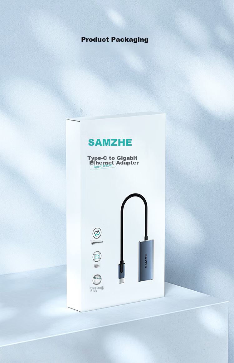 SAMZHE Type-C Gigabit Ethernet Adapter, RJ45 Network Port Converter, Compatible with Apple 15 MacBook And Microsoft Laptops, External Aluminum Alloy Adapter HWK01