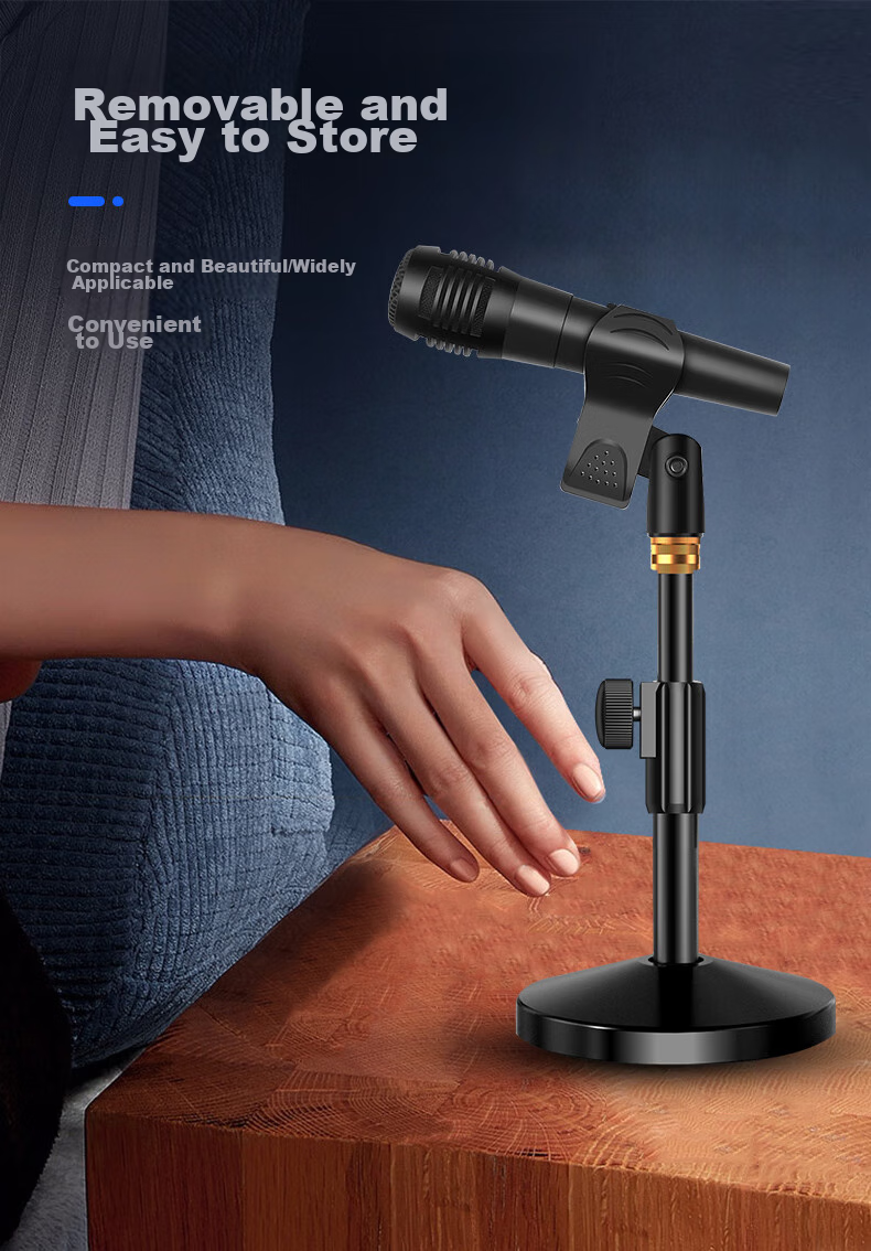 Микрофон NINTAUS HY-DS13S для прямой трансляции, караоке, записи, проводной металлический кронштейн, настольный штатив с круглым основанием