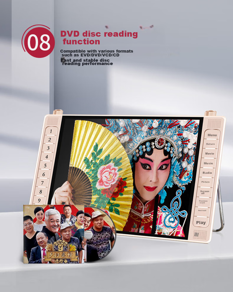 Портативный DVD-плеер Huabao G14, аппарат для оперы для пожилых, развлекательное устройство для пожилых, танцевальная колонка с видеоплеером и USB-накопителем