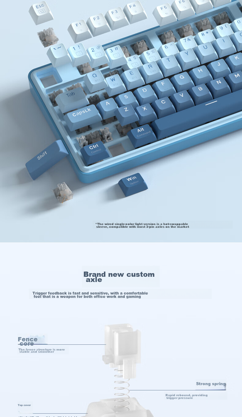 Механическая беспроводная клавиатура REDRAGON KS104, 104 клавиши, Bluetooth, RGB подсветка, красные переключатели, белый с синим