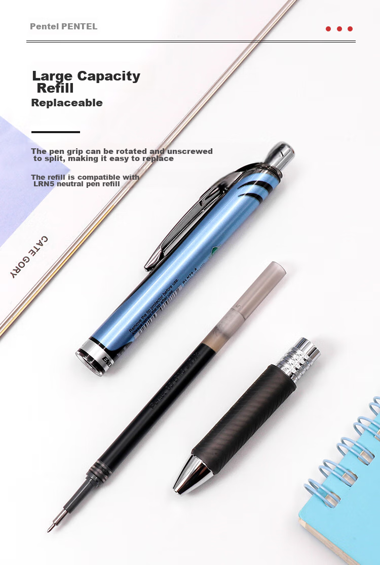 Гелевая ручка Pentel BLN75, синяя, 0.5 мм, автоматическая, пластиковый корпус, одноразовая