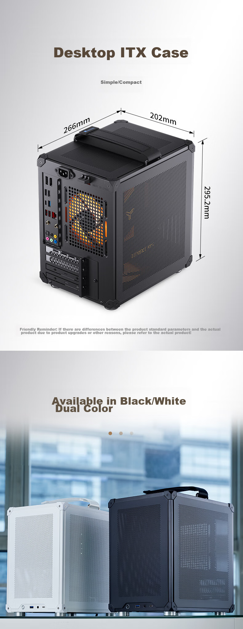 Корпус JONSBO C6 ITX Черный, Mini-ITX, ATX БП, 4 сетчатые панели, 3 вентилятора, Type-C