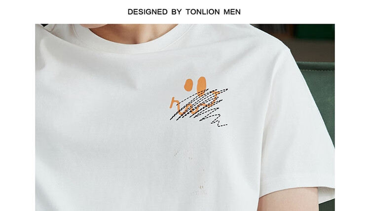 Мужская футболка TonLion, размер S, с коротким рукавом, круглым вырезом, белая, летняя
