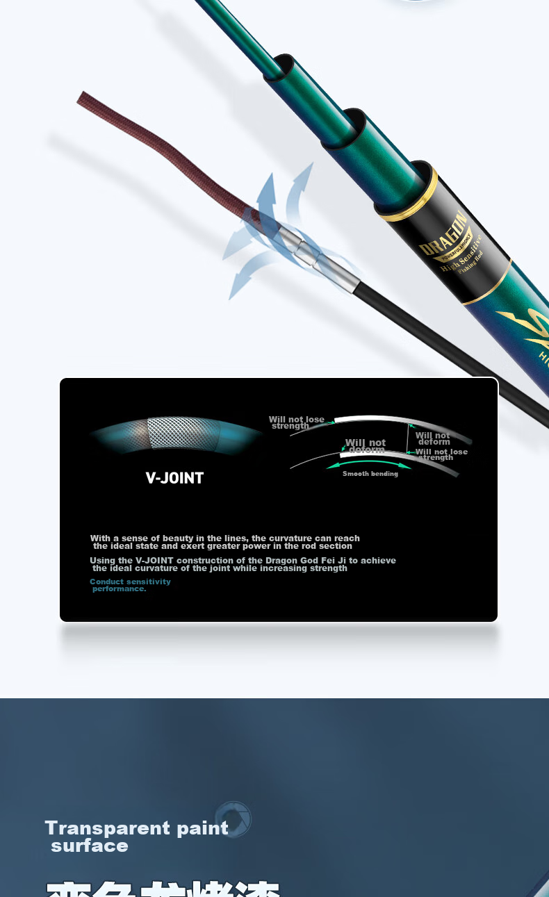 Удилище GW Dragon Spirit Flying Spear Lightweight Version, 4.8 метра, ультралегкое, ультрапрочное, 28-тюнинговое, высокоуглеродистое композитное