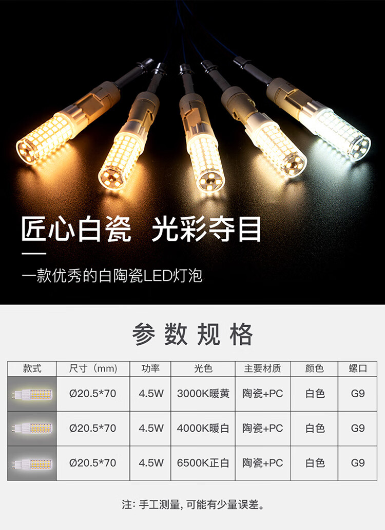 雷士（NVC）LED灯泡高亮耐用防触电球泡G9双插脚家用商用灯泡 3瓦三档调光 5只装