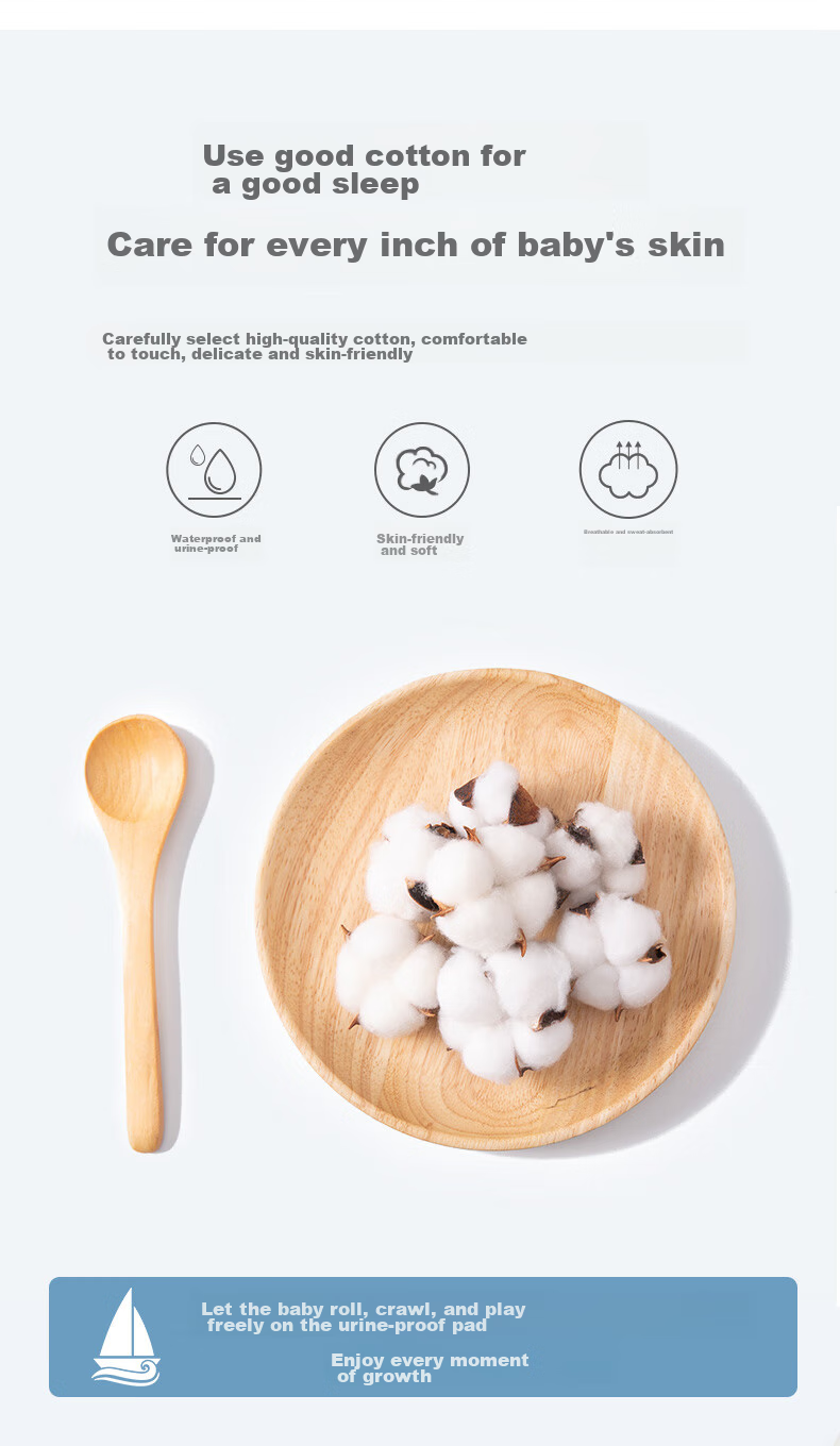Детская непромокаемая пеленка PurCotton, 90x70 см, хлопковая, водонепроницаемая, дышащая, многоразовая