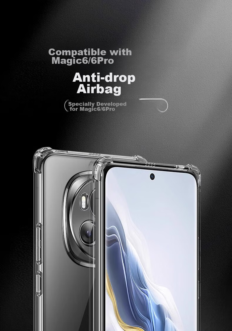 Чехол Kelleia для Honor Magic6, прозрачный, противоударный, с защитой камеры