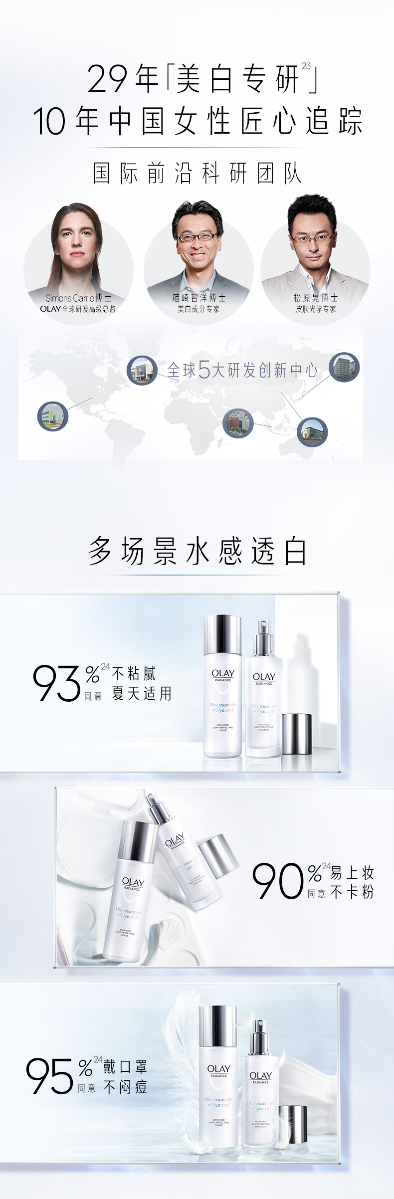 玉兰油（OLAY）小白瓶美白水乳护肤品套装(乳液+爽肤水+精华)+洗面奶生日礼物