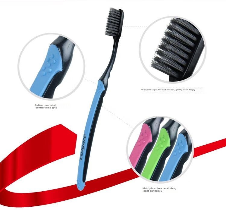 Зубная щетка Colgate Slim Long Carbon, 4 шт., ультрамягкая, с угольным волокном