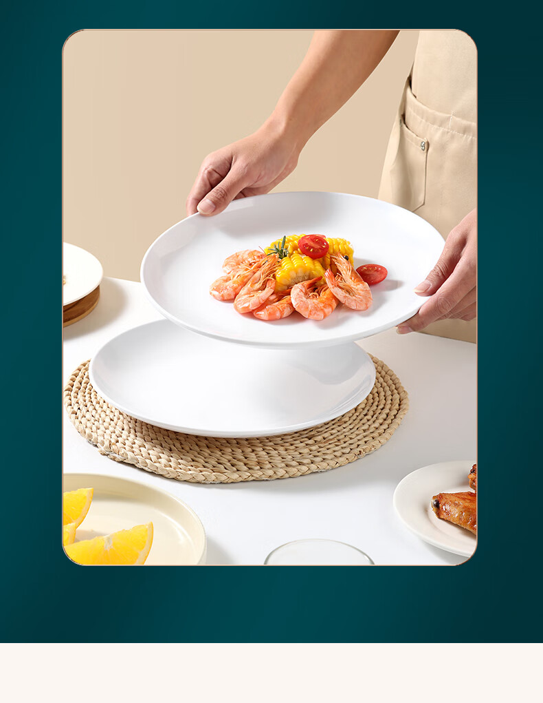 Белая melamine тарелка Baijie Commercial A5, 10-дюймовая круглая тарелка для отеля, для подачи блюд, жареного риса и лапши