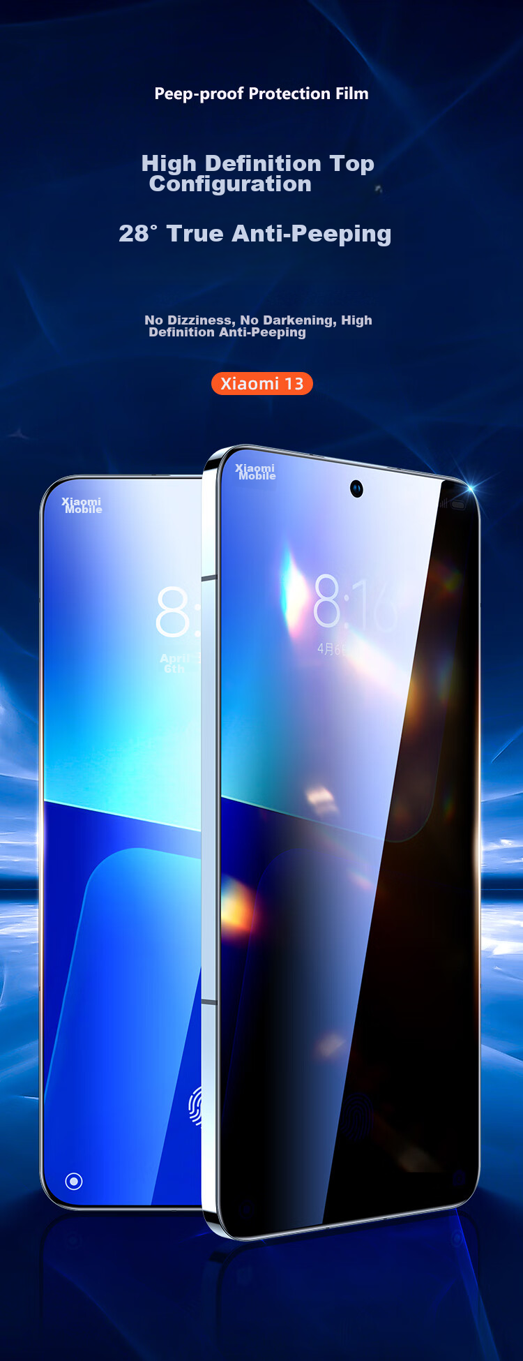 Защитное стекло BIAZE для Xiaomi 14, Xiaomi 13, антишпионское, полное покрытие экрана, закаленное стекло, HD, защита от отпечатков пальцев