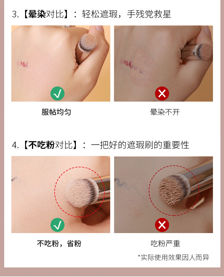 优家UPLUS 圆头270遮瑕刷+细节370遮瑕刷2支组合 软毛化妆刷