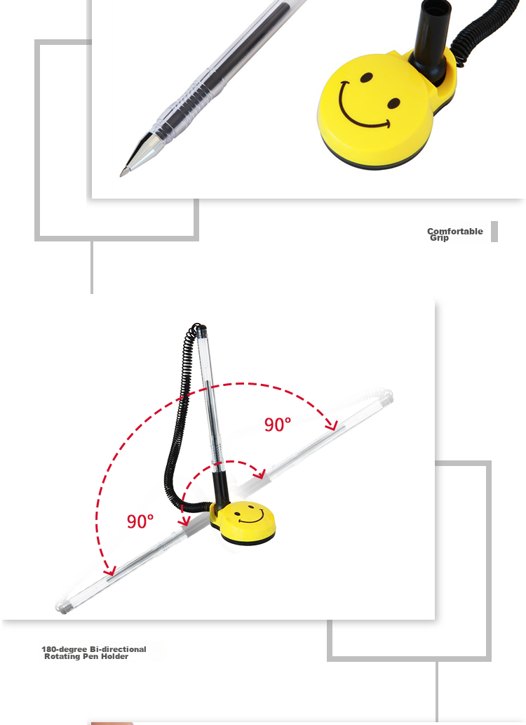 Гелевая ручка TANGO Smile Pen, 0.5 мм, черная, настольная, с креплением для стола, офисная канцелярия