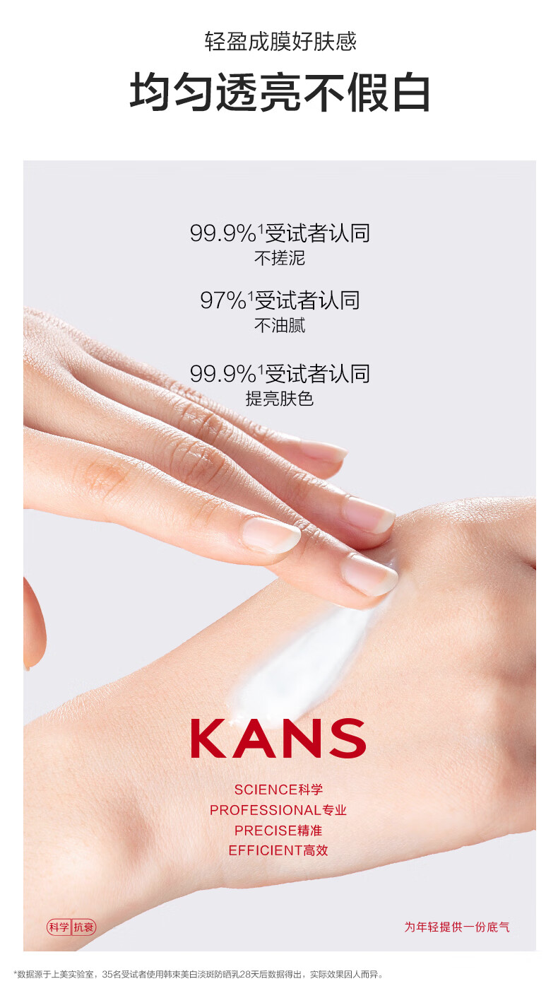 韩束（KAN’S）美白淡斑防晒乳30ml晒霜乳隔离紫外线清爽不油腻化妆品SPF50+++