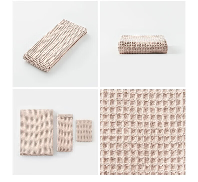 MUJI Полотенце для лица, тонкое, 100% хлопок, вафельная текстура, светло-серое, 34x85 см
