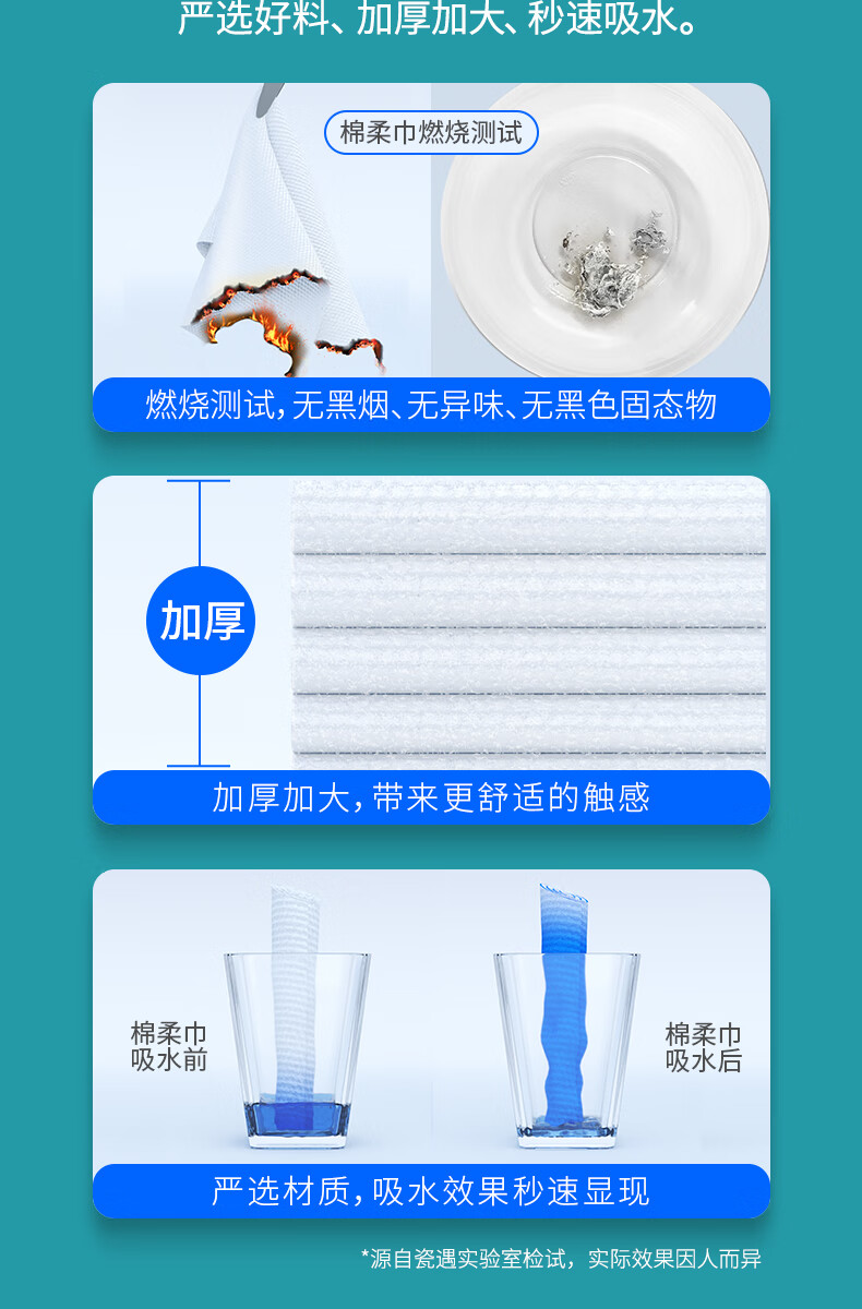 瓷遇Ciiyii洗脸巾一次性棉质棉柔巾洁面巾干湿两用擦脸巾100片袋装
