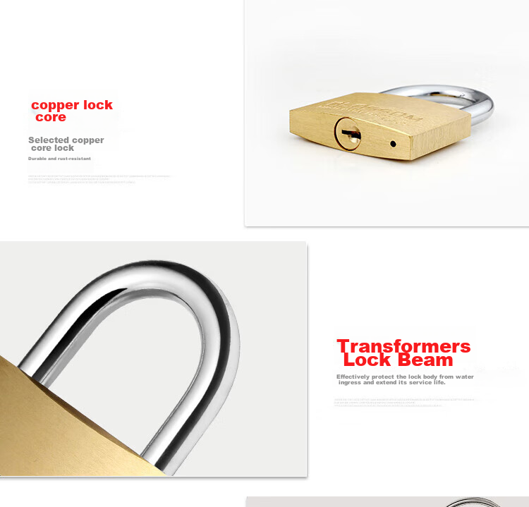 Замок BLOSSOM Copper Padlock, водонепроницаемый и устойчивый к ржавчине, для дома, общежития, шкафов и дверей, антивандальный оконный замок, 55 мм (076)